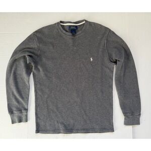 Polo Ralph Lauren Shirt Mens Large Gray Long Sleeve Thermal Waffle Knit